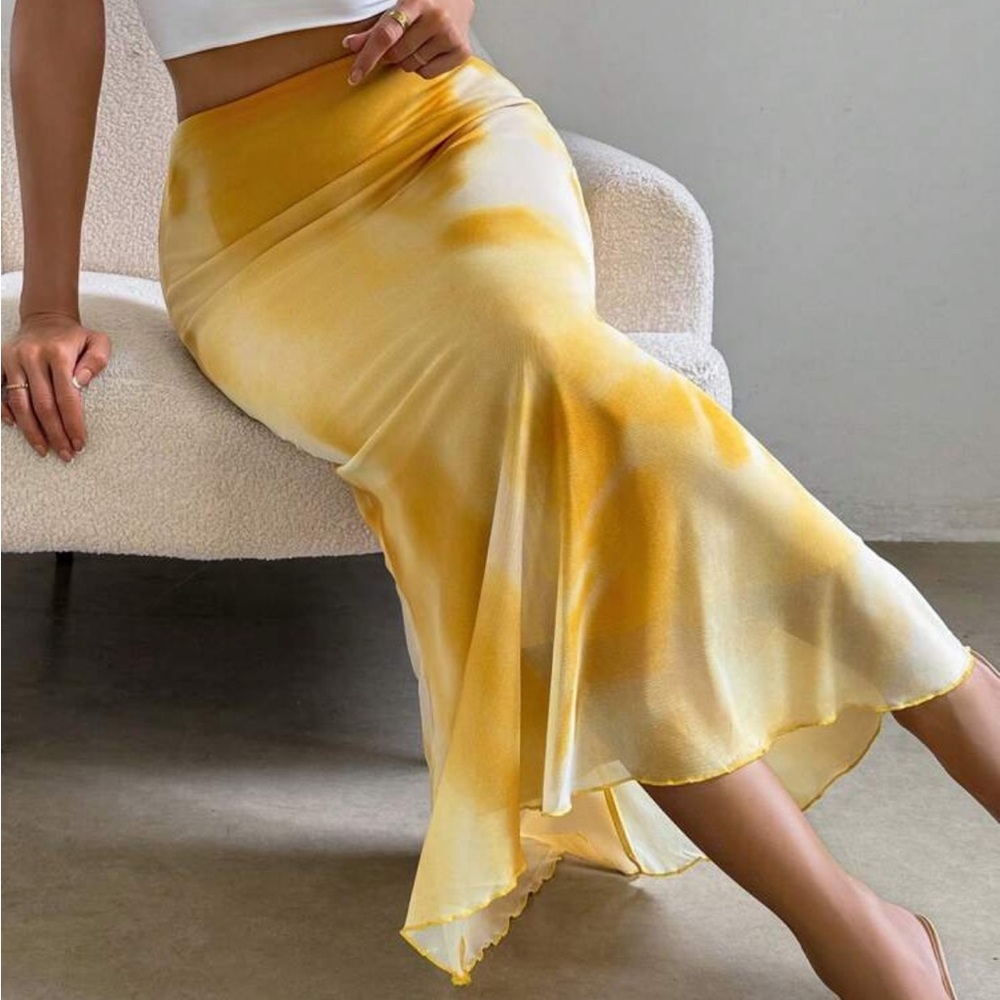 NWOT Yellow Floral Maxi Skirt